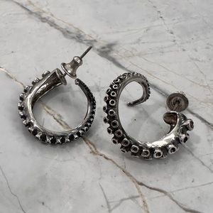 Octopus Tentacle Silver Hoop Earrings